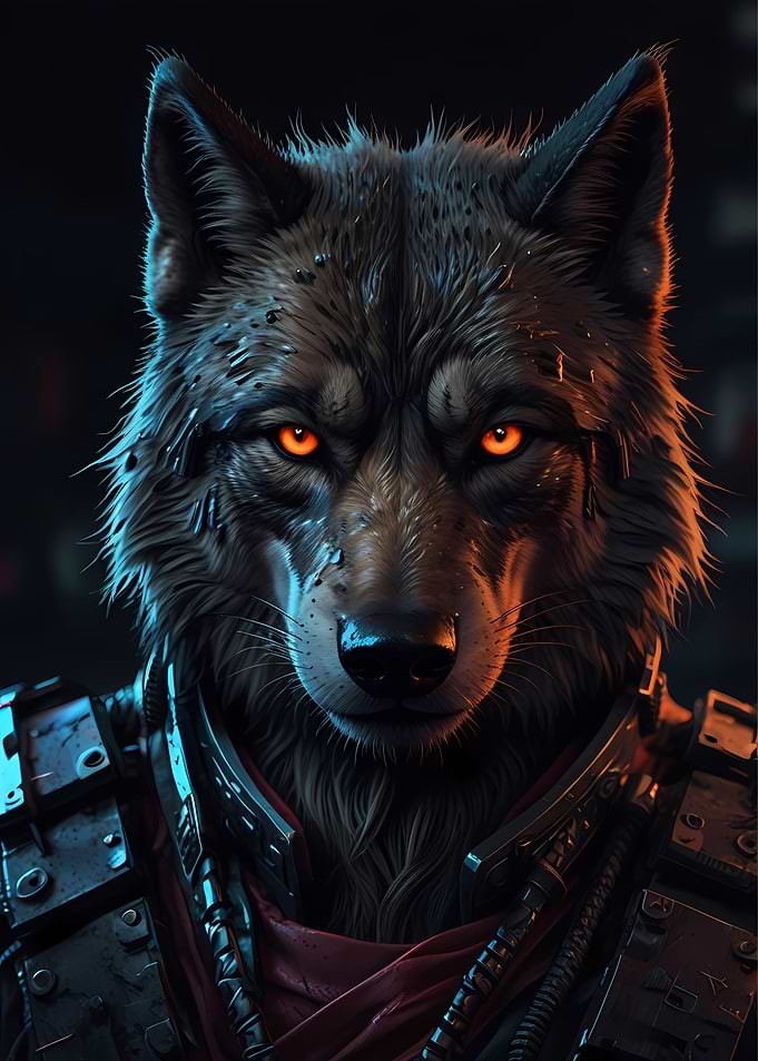 Wolf with Glowing Eyes