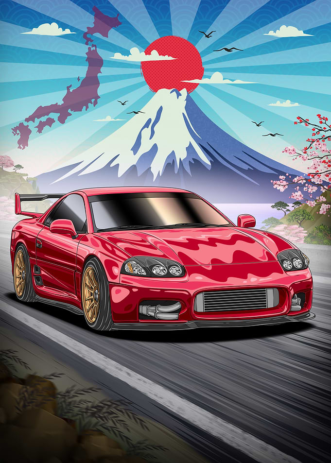 Mitsubishi 3000GT in front of Mt.Fuji