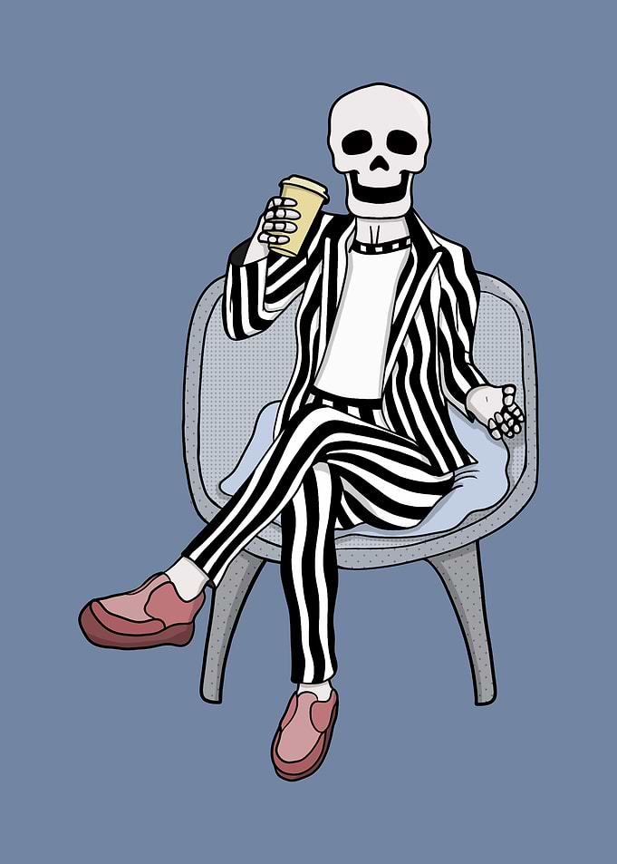 Skeleton in Striped Suit