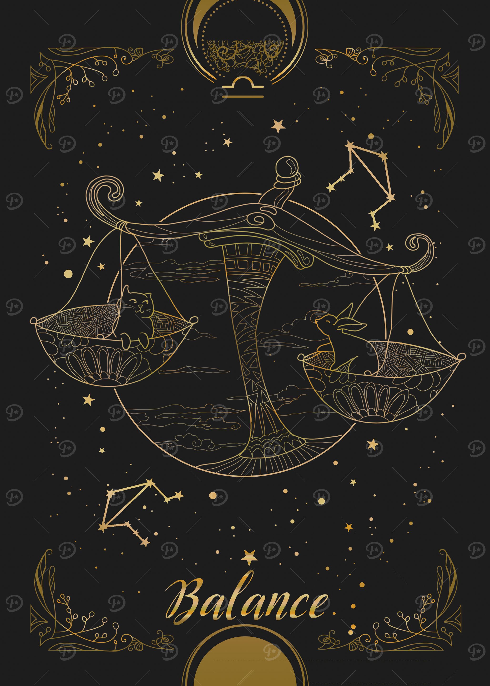 Libra Zodiac Sign Illustration