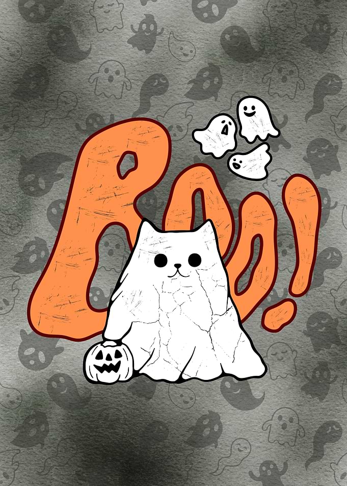 Boo! Ghost Cat Halloween