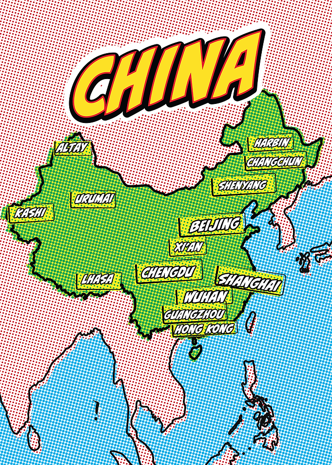 China Map Pop Art