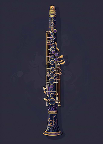 Ornate Clarinet Illustration