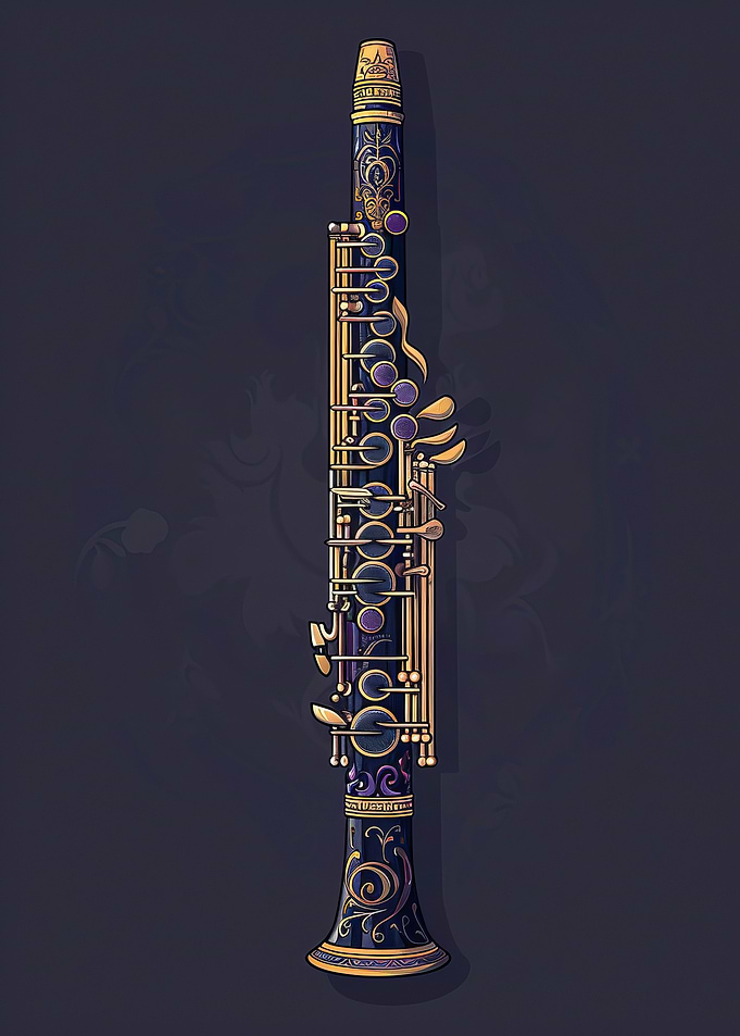 Ornate Clarinet Illustration