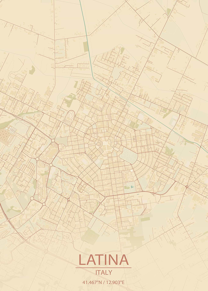 Latina Italy Vintage Style City Map