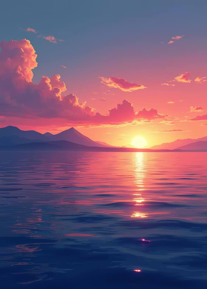Sunset Over Mountains