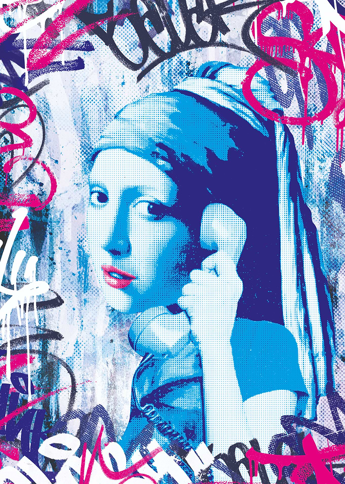 Callgirl with a Pearl Earring - Street Art Graffiti