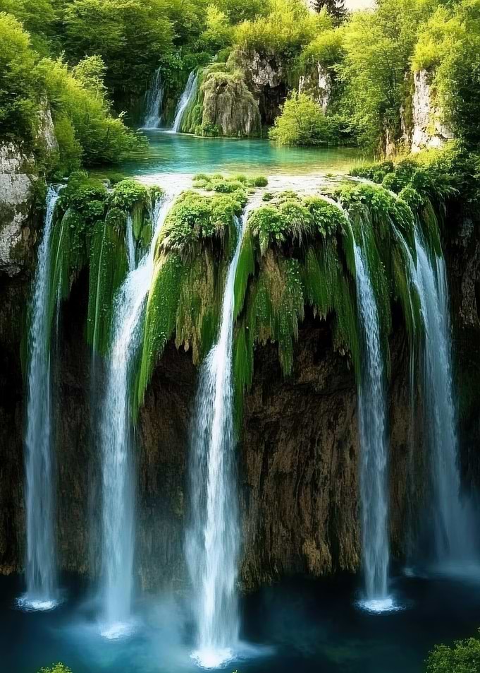 Waterfall in Lush Forest