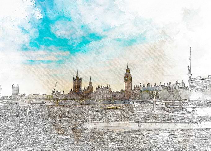 London Skyline Watercolor