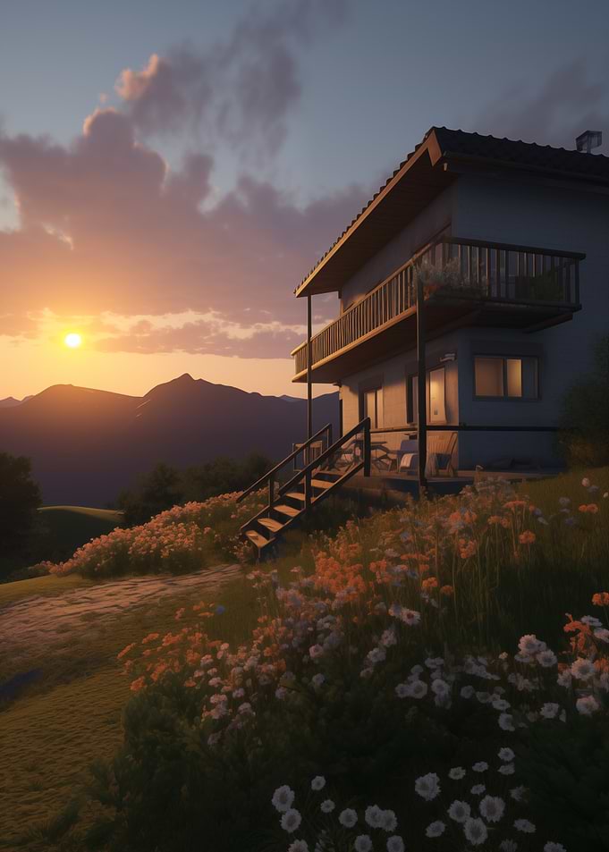 Mountain Cabin Sunset