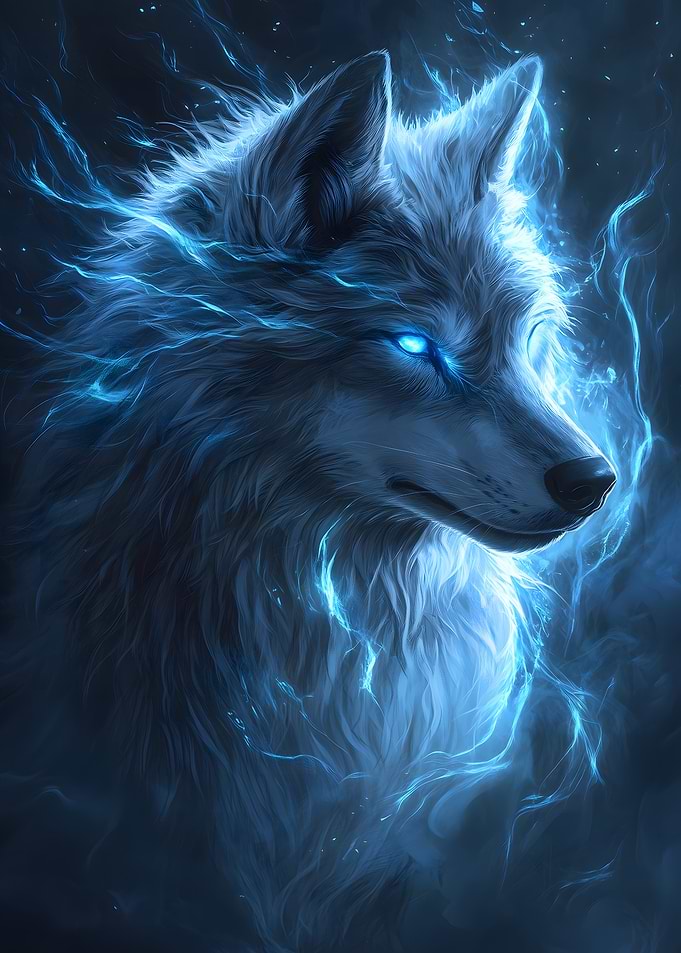 Wolf Blue Aura Wave Energy