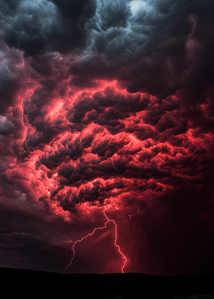 Red Lightning Storm