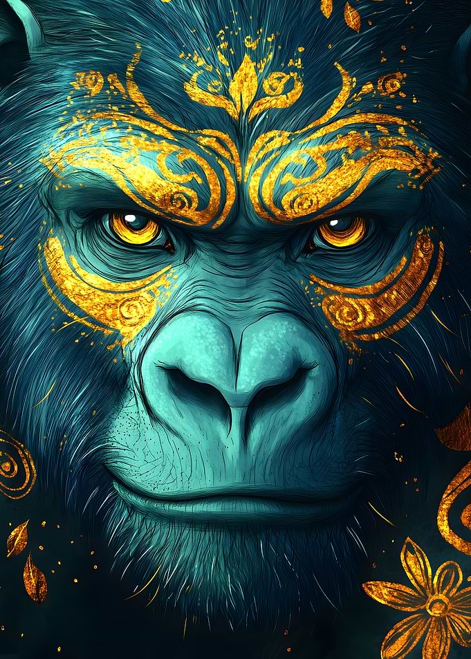 Golden Gorilla Portrait