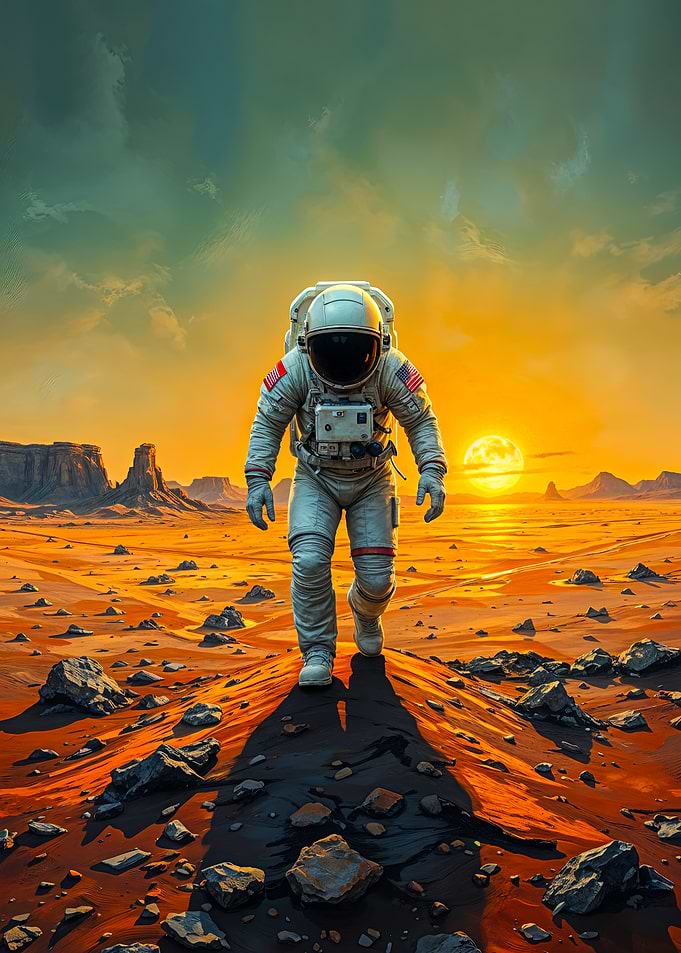Astronaut on Mars Painting