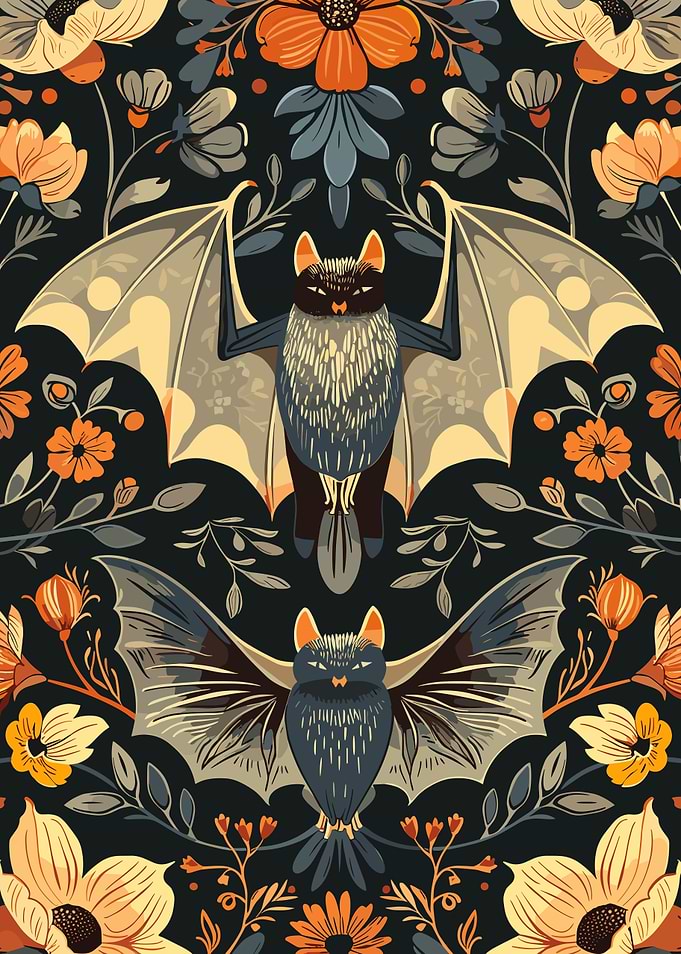 Floral Bats Pattern