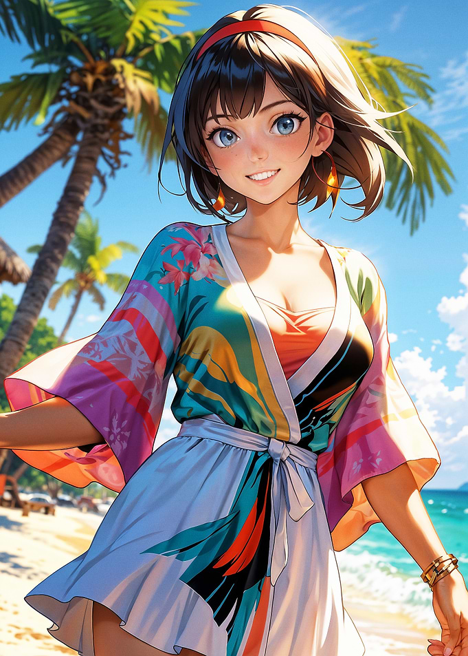 Anime Girl on Beach