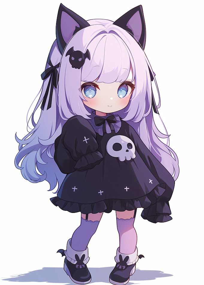 Cute Anime Girl with Cat Ears