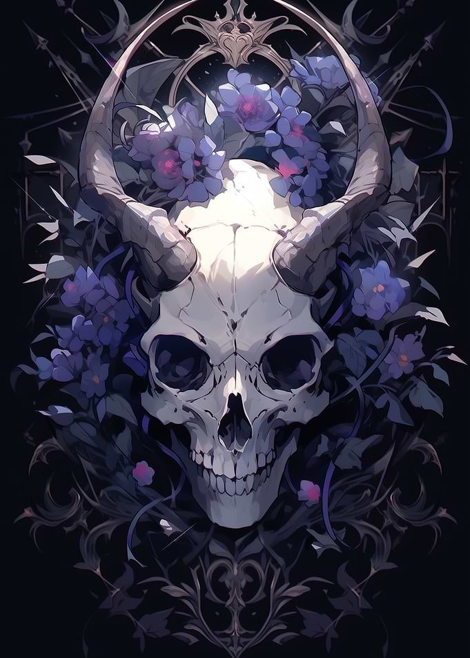 Skull with Flowers