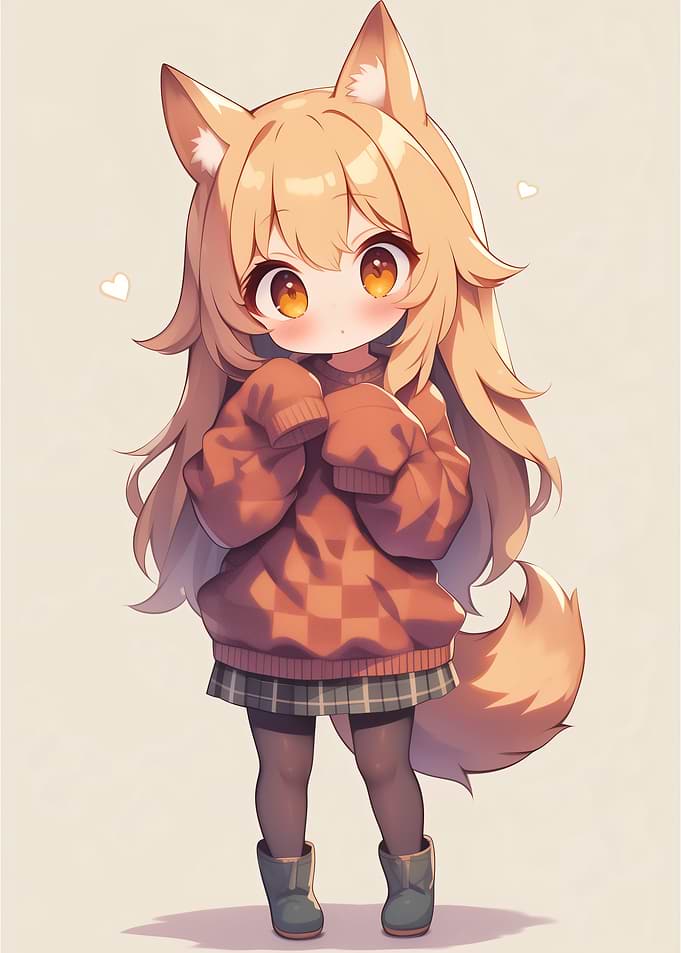 Cute Fox Girl Anime Illustration