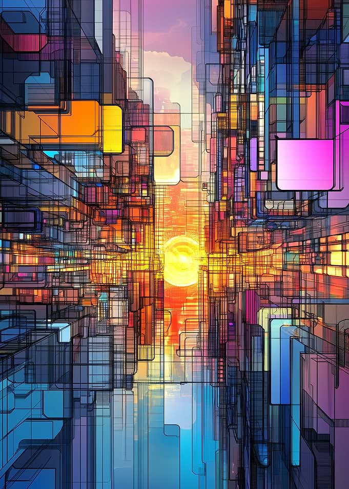 Abstract Cityscape Sunset