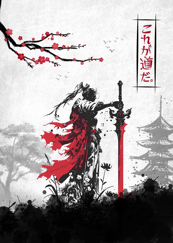 Samurai with Red Sword