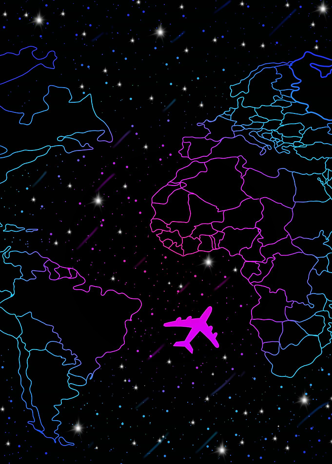 World Map with Airplane