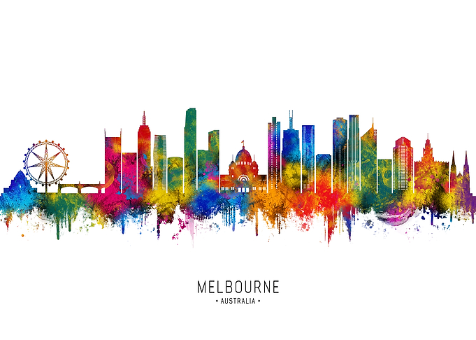 Melbourne Skyline Watercolor