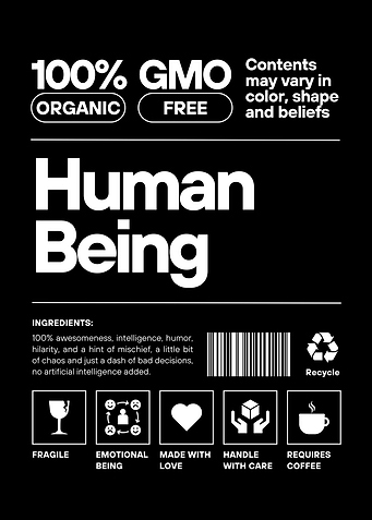 Funny Human Being Product Label
