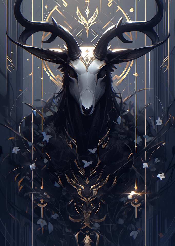 Dark Deer with Golden Accents