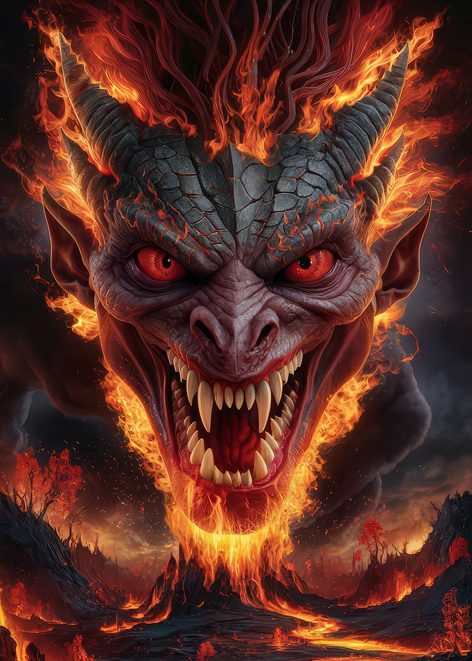 Fiery Demon Head