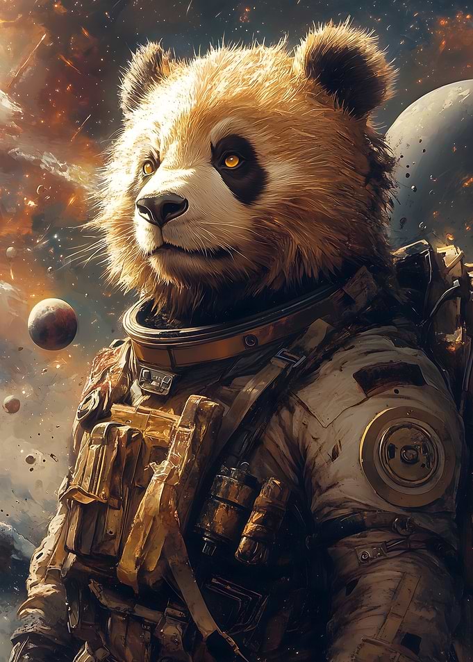 Panda Astronaut in Space vintage