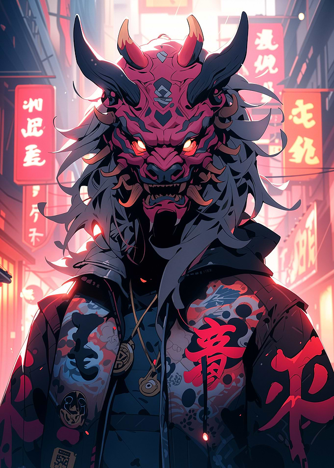 Oni Mask Street Art