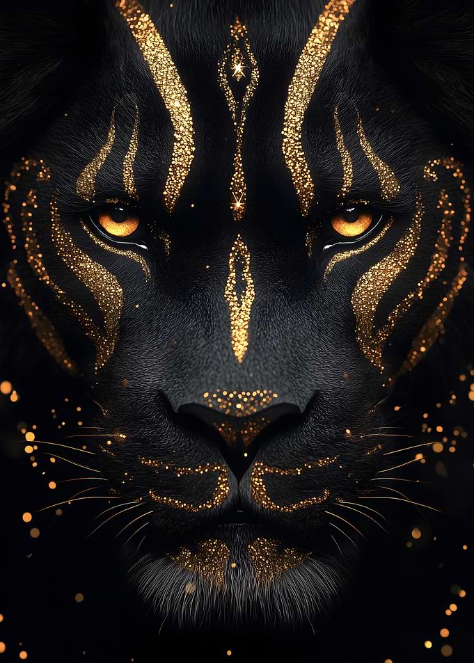 Black Panther with Gold Glitter