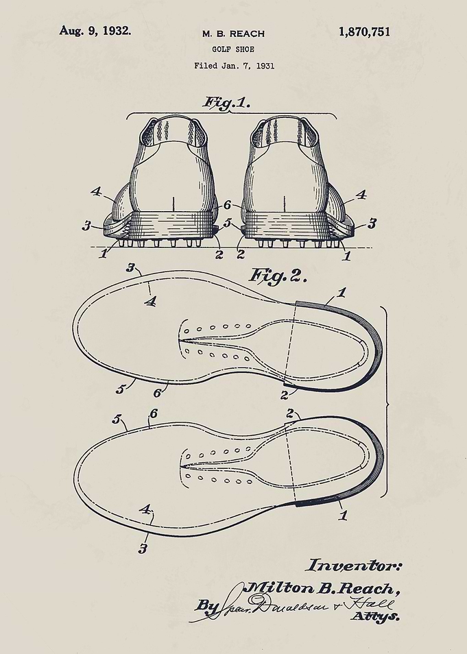 Golf Shoe Sole Patent Drawing