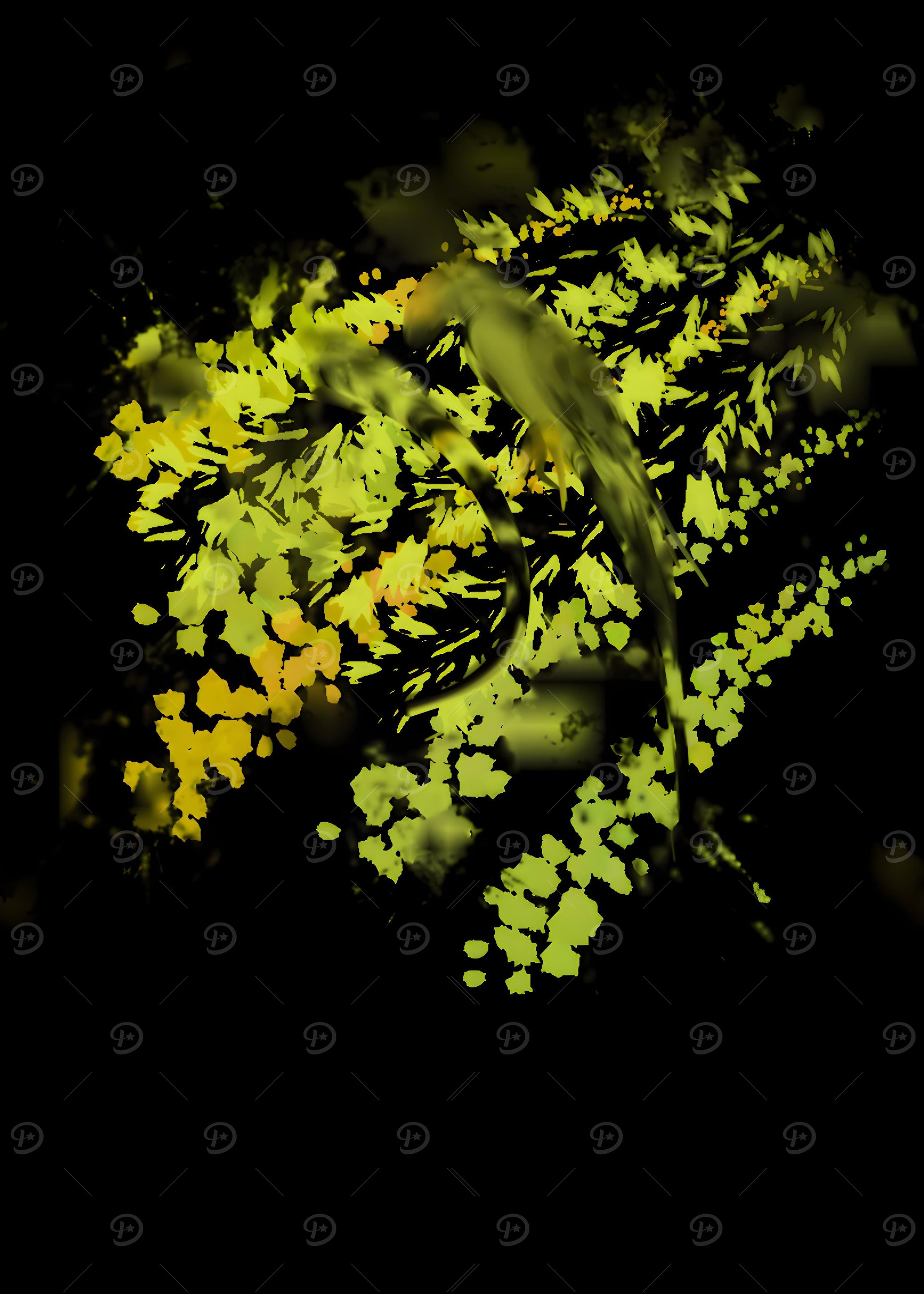 Abstract Green and Yellow Splashes