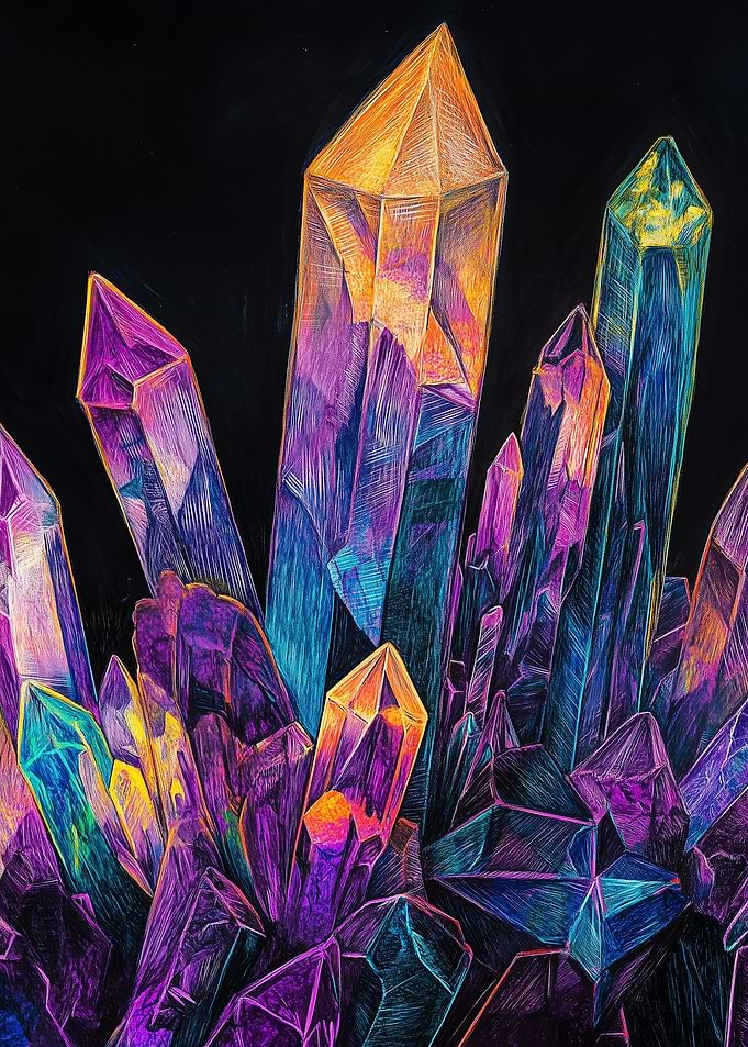 Colorful Crystal Drawing Crayon Scratch Art