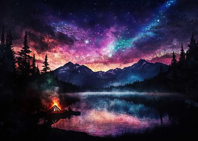 Alaska Lake with Northern Lights