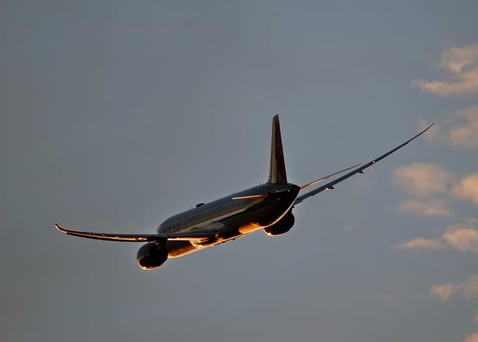 A Boeing 787 Dreamliner Taking Off
