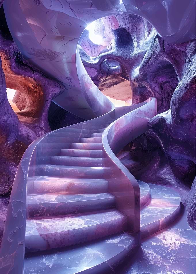 Purple Marble Staircase in Cave