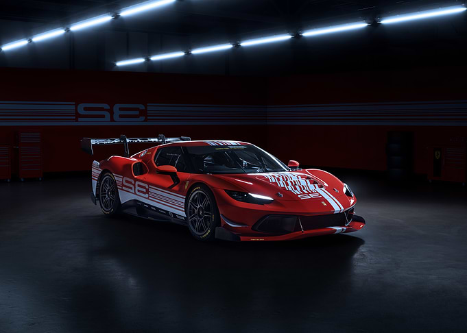 Red Race Car in Garage