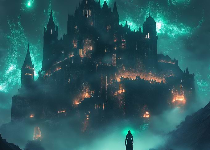 Dark Castle in Fog