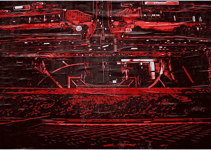 Red Pixelated Eiffel Tower
