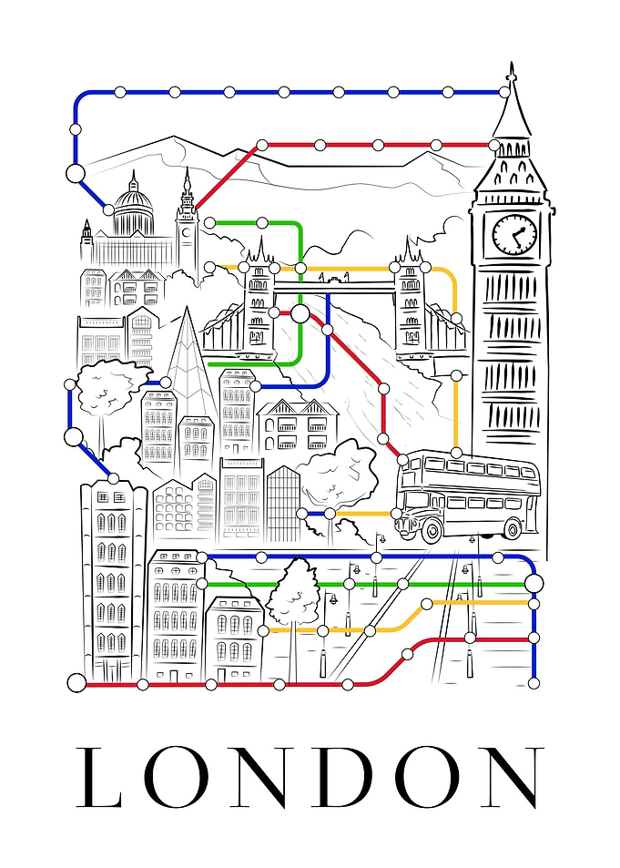 London Cityscape with Subway Lines