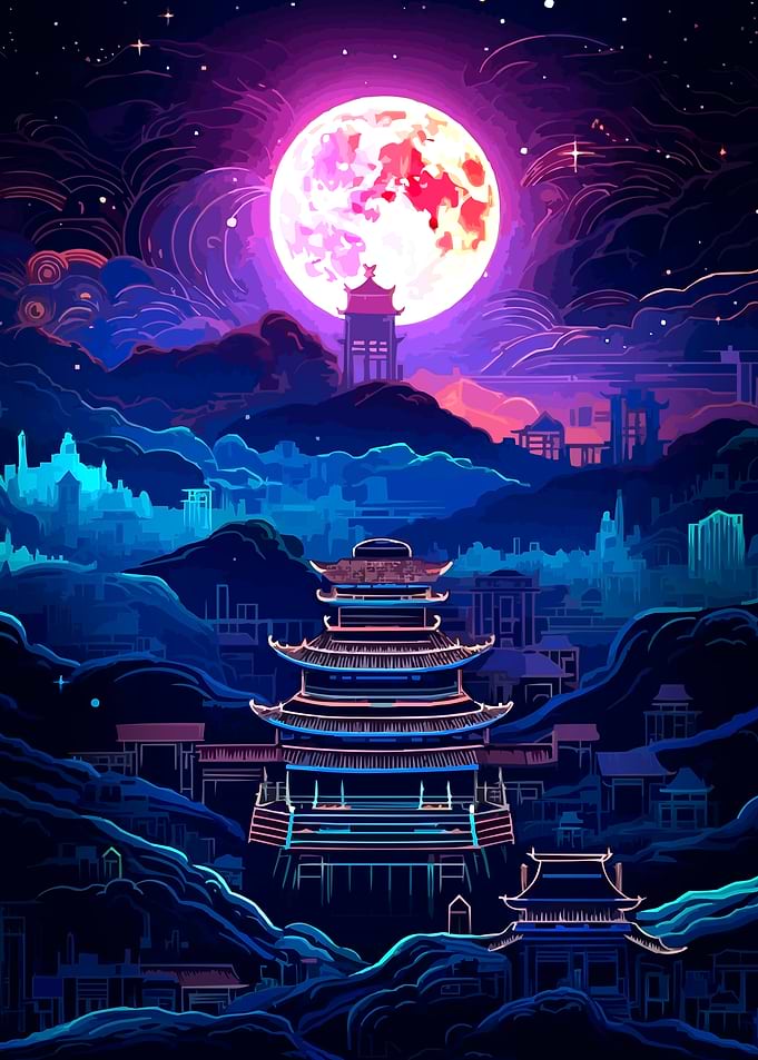 Japanese Landscape Vector Art