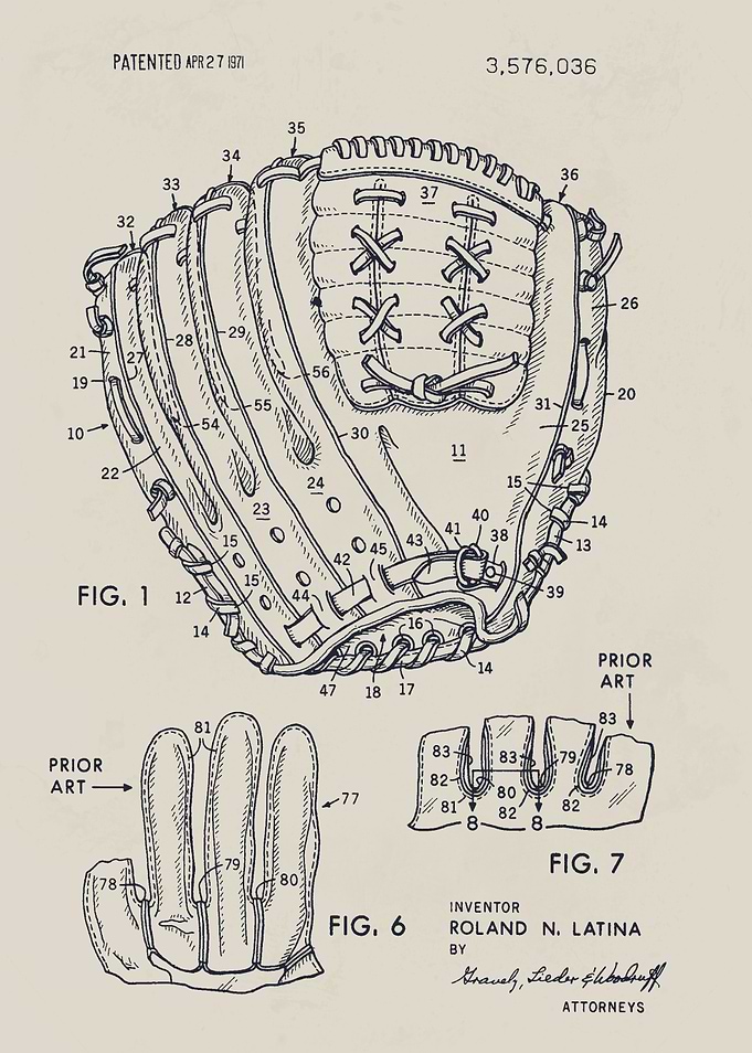Baseball Glove Patent Illustration