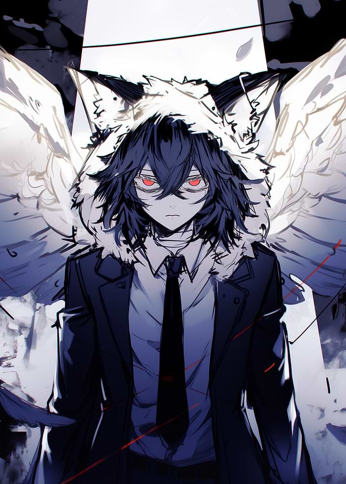 Dark Anime Character with Wings