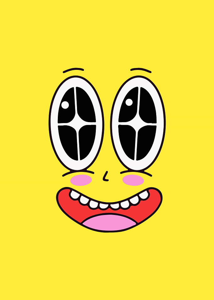 Smiling Cartoon Face Yellow