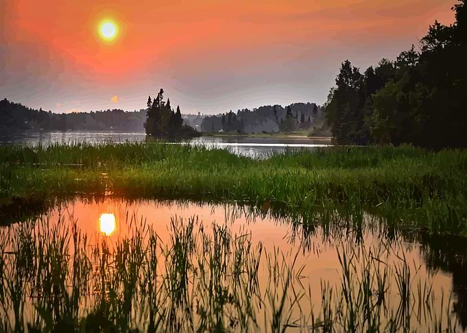 Sunset Over Lake