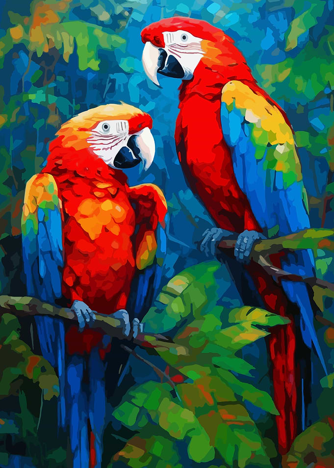Two Macaws in Jungle