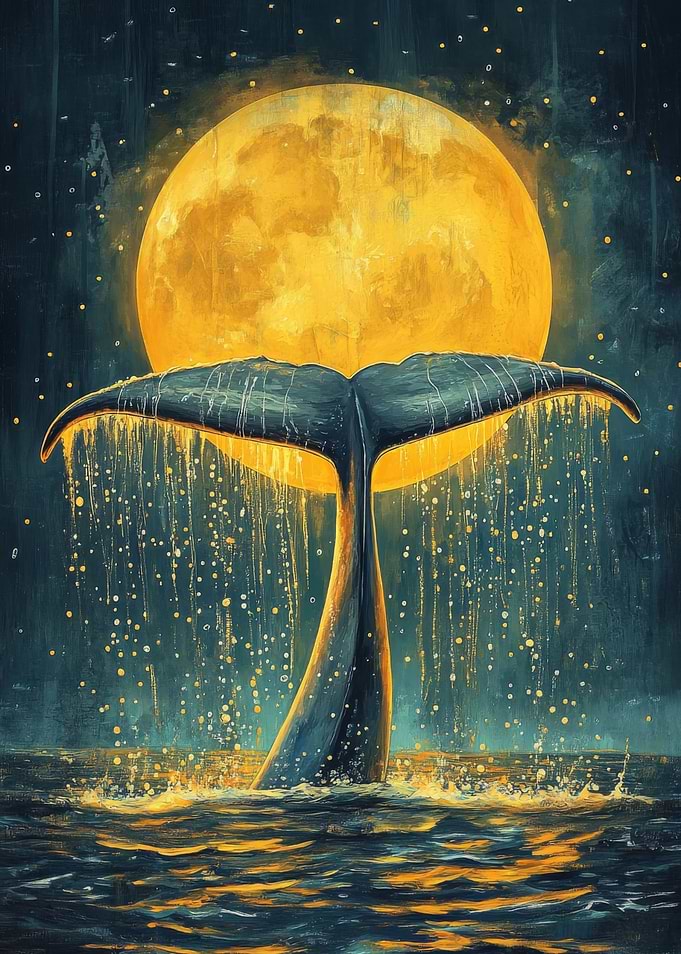Whale Tail Under Moon